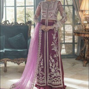 Mushq “Diana” Magenta Organza 3-Piece Suit – Luxury Pret